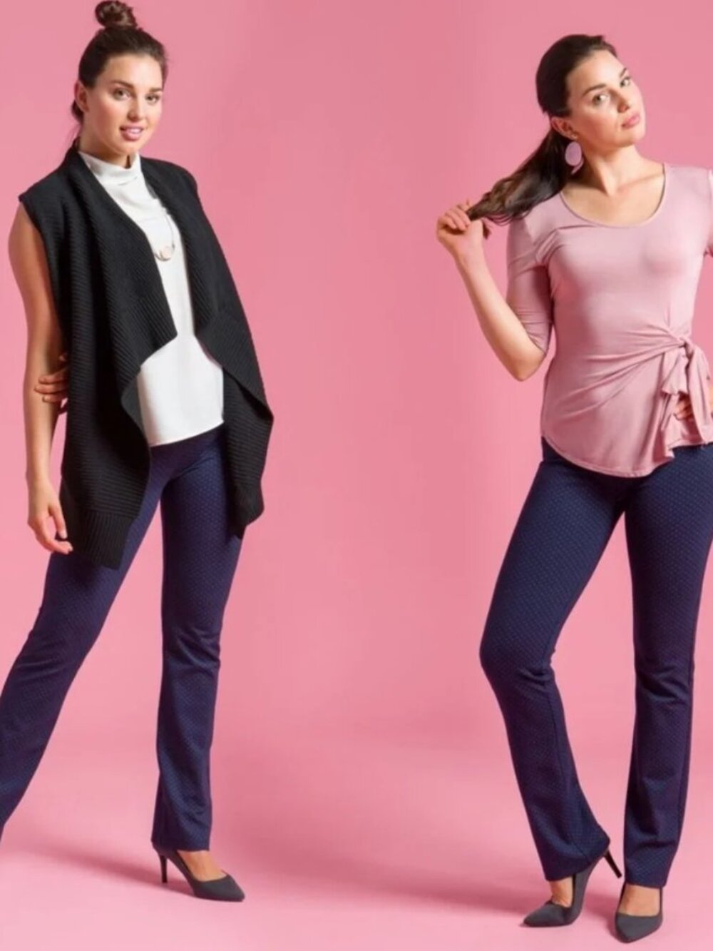 New Betabrand Dotted Dots Straight Classic Dress Pant Yoga Pants Large